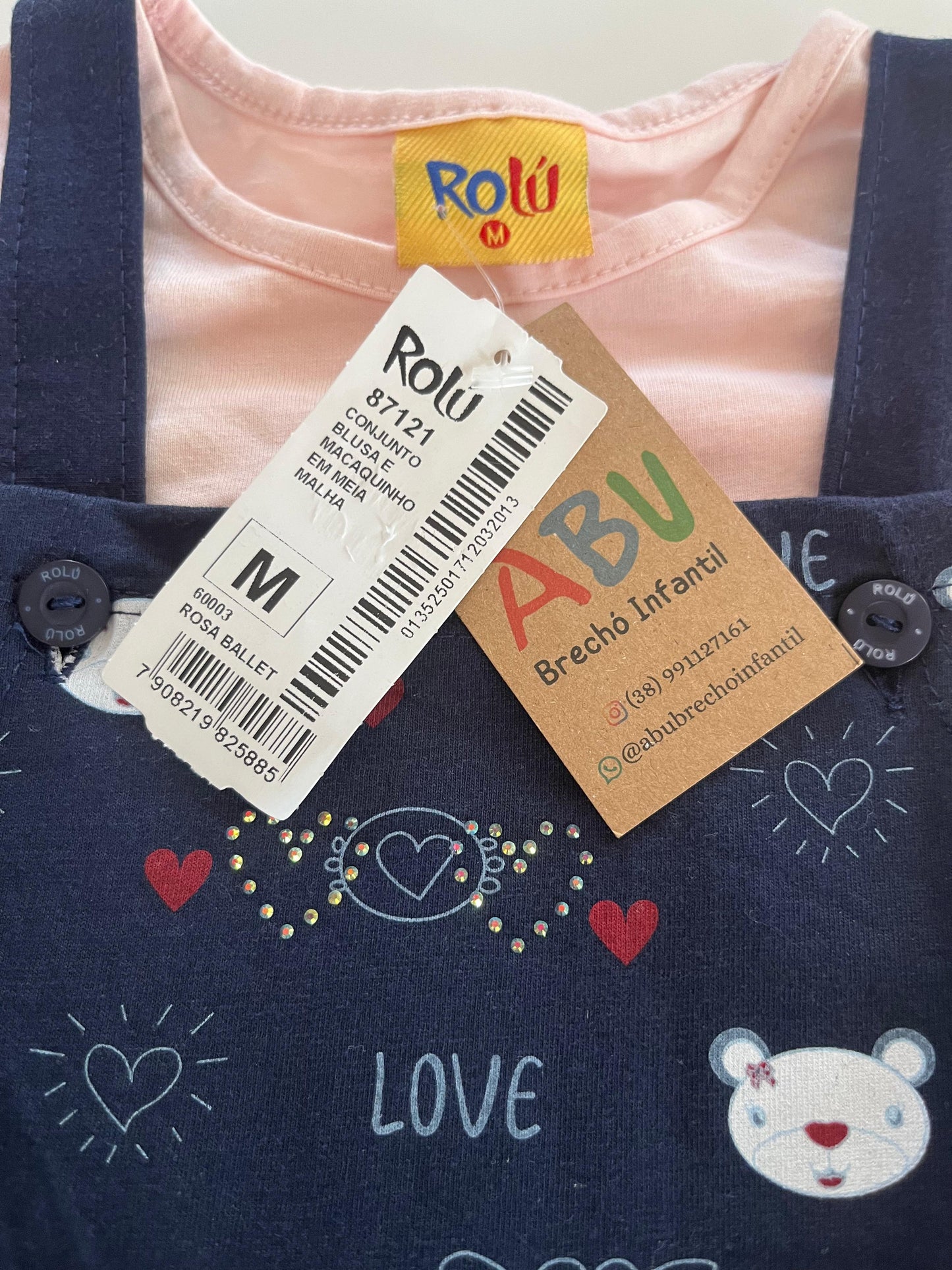 Conjunto Jardineira Infantil Verão Ursinhos love