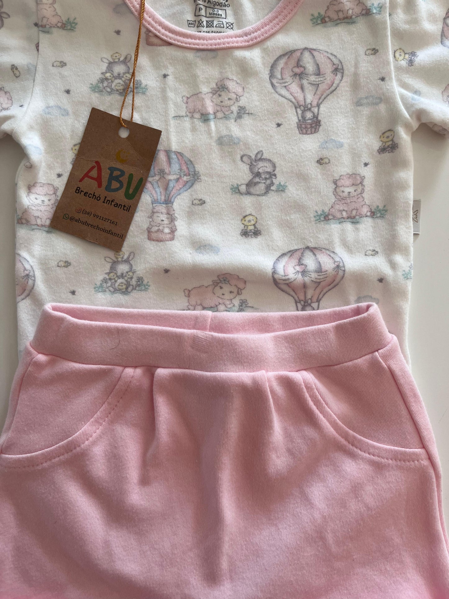 Conjunto Blusa ovelhinhas + Short Menina - 100% Algodão Anjos Baby