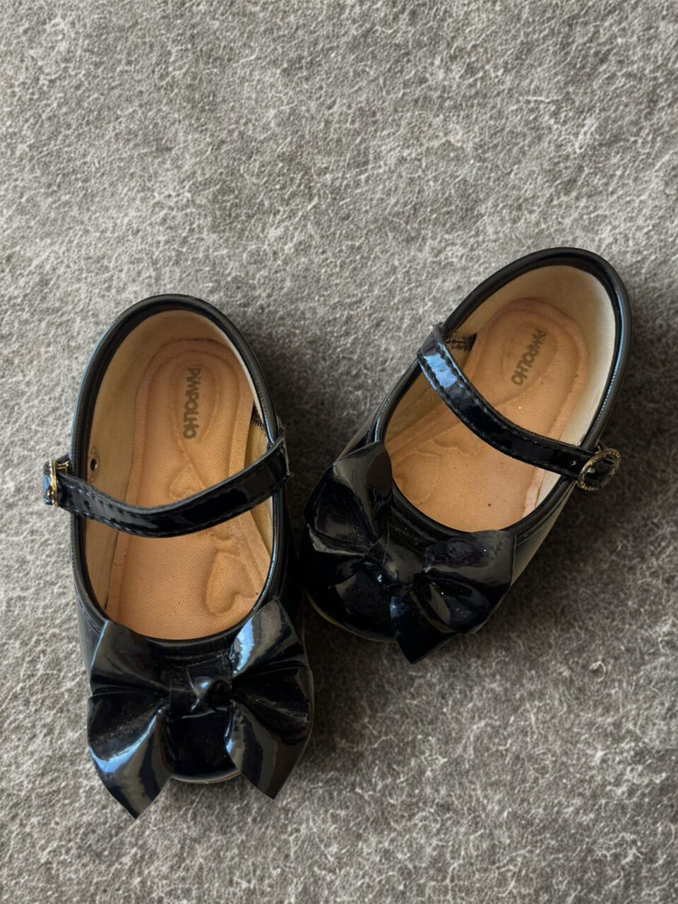 Sapatilhas Infantis Pimpolho Preta de Verniz com Laço- Tamanho 19