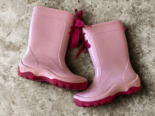 Bota Galocha rosa Infantil Impermeável com Amarra e Laço-Italbotas-Tamanho 25