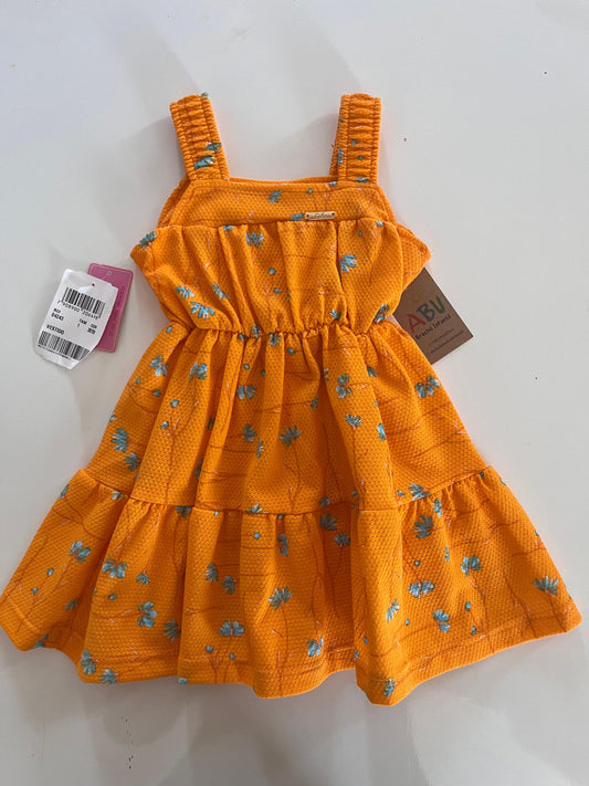 Vestido laranja com flores Dila