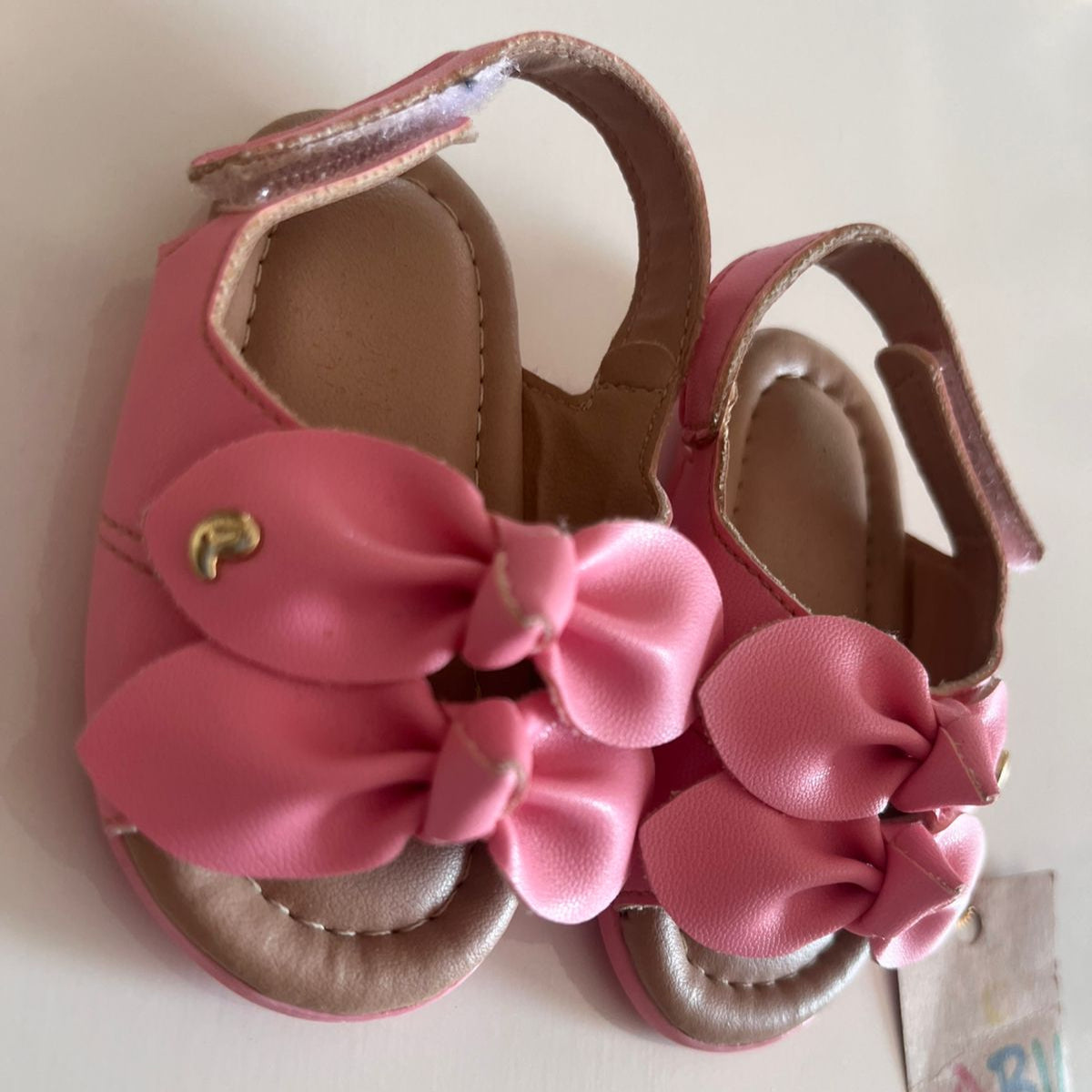Sandálias Pampili Mini Rosa com Laço duplo Tam 15