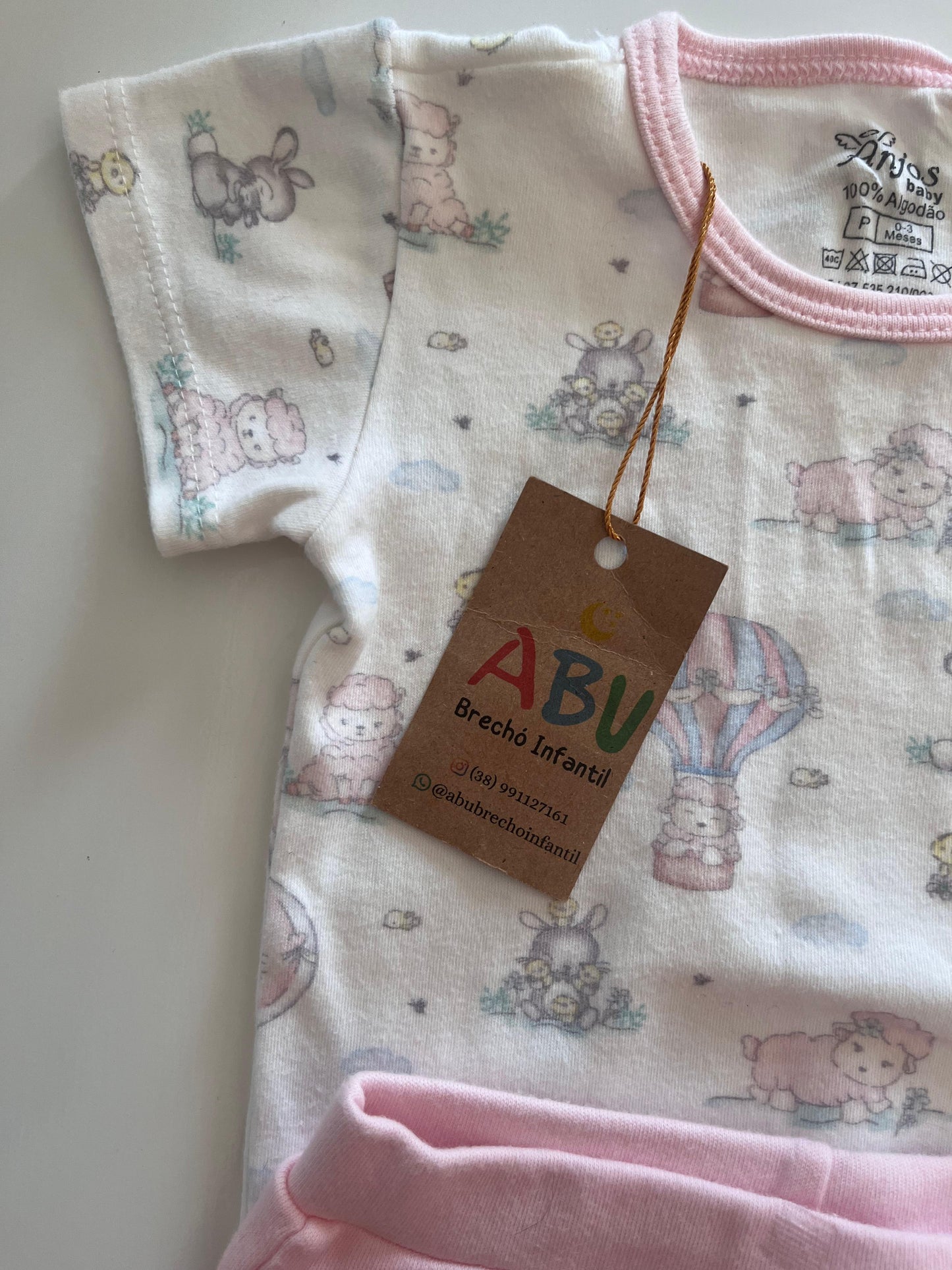 Conjunto Blusa ovelhinhas  + Short  Menina -  100% Algodão Anjos Baby