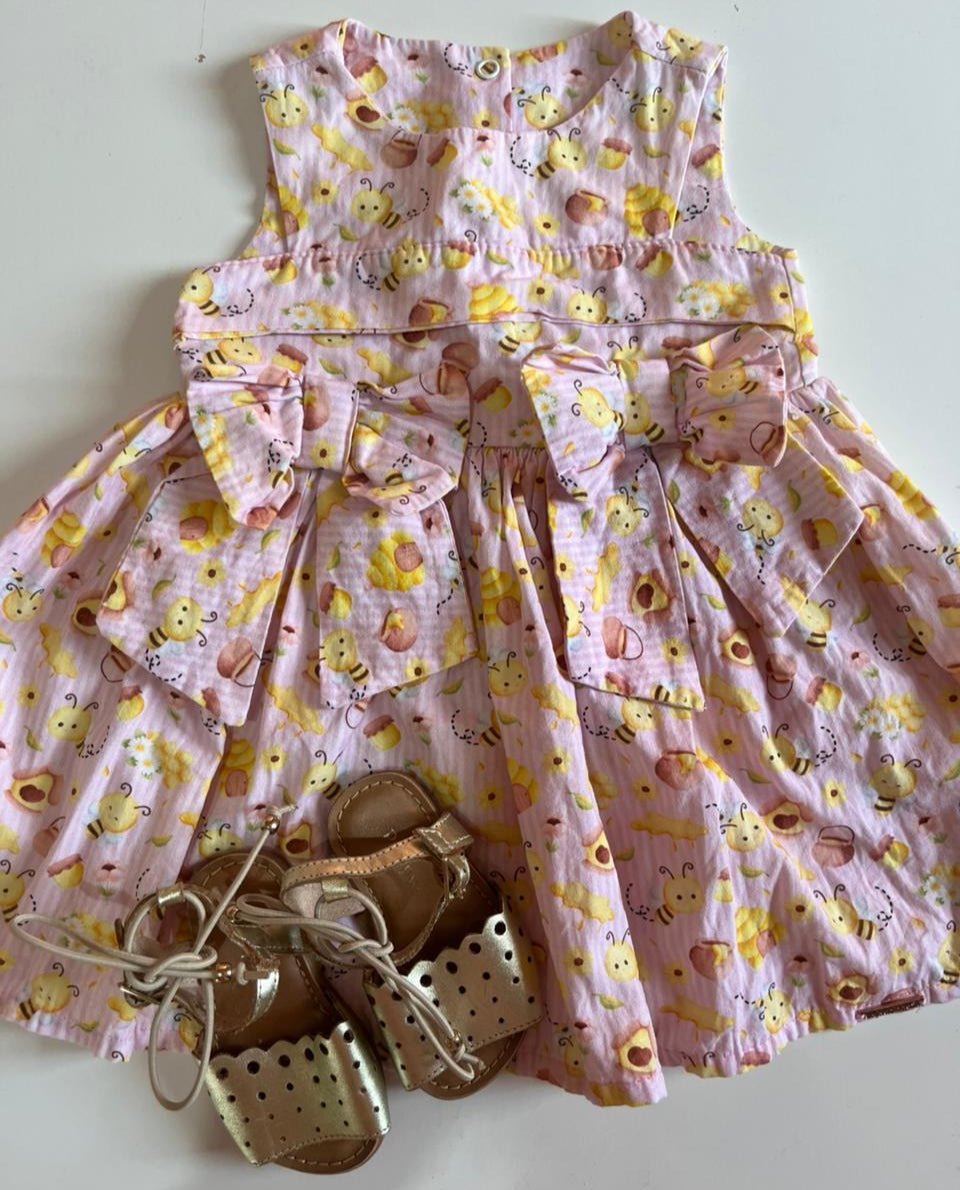 Vestido baby coleção favo de Mel- Veste de 3 a 6 meses