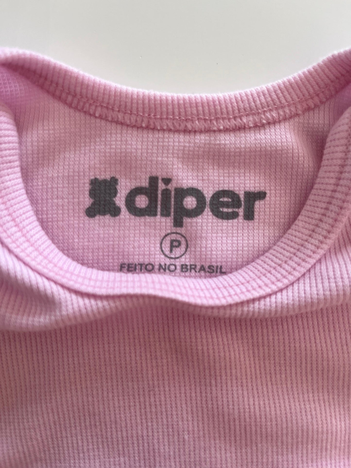 Romper Canelado Rosa Bebê DIPER