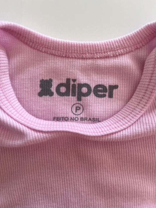 Romper Canelado Rosa Bebê DIPER